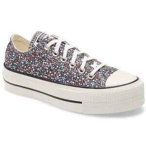 Converse Chuck Taylor All Star Lift Ox Floral Black Pink Platform Shoes Size 5.5